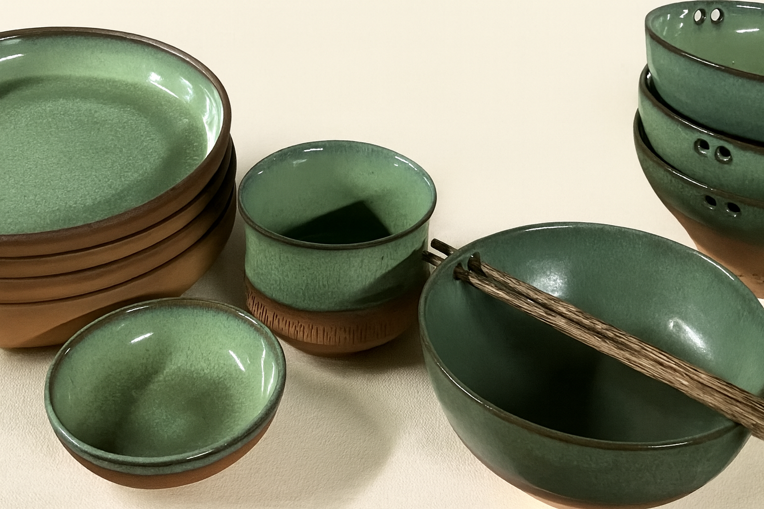 Vaisselle verte inspiration Chine